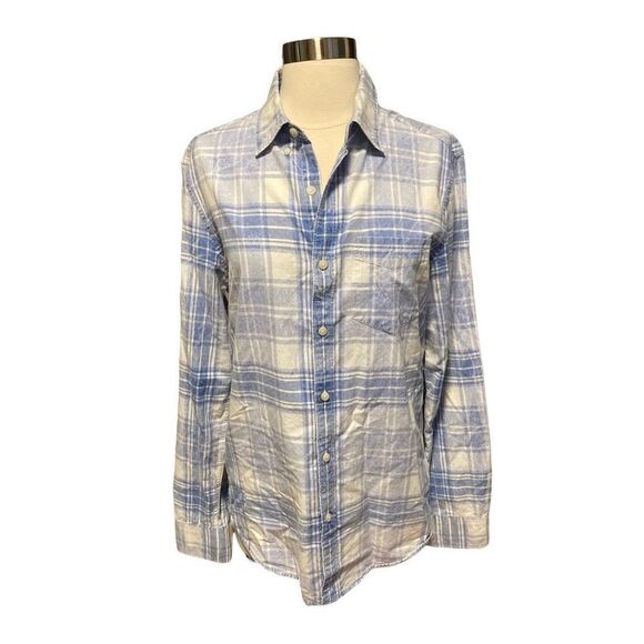 American Eagle Outfitters 100% Cotton Light Blue White Button Down - Picture 6 of 9